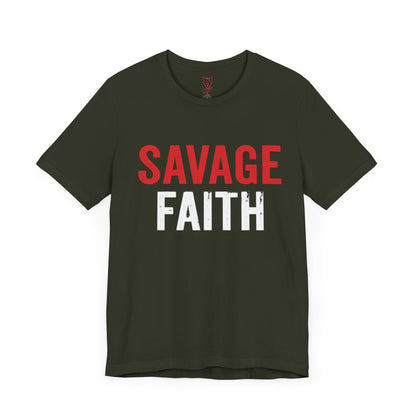Savage Faith Christian T-Shirt – Bold Faith-Based Graphic Tee for Men & Women | Inspirational Christian Apparel